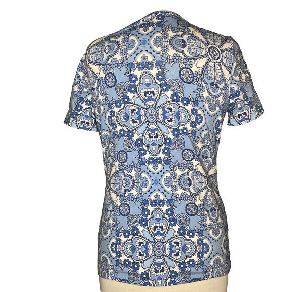 Talbots Tee Top Women Small Short sleeve Paisley Print Blue - Picture 3 of 3